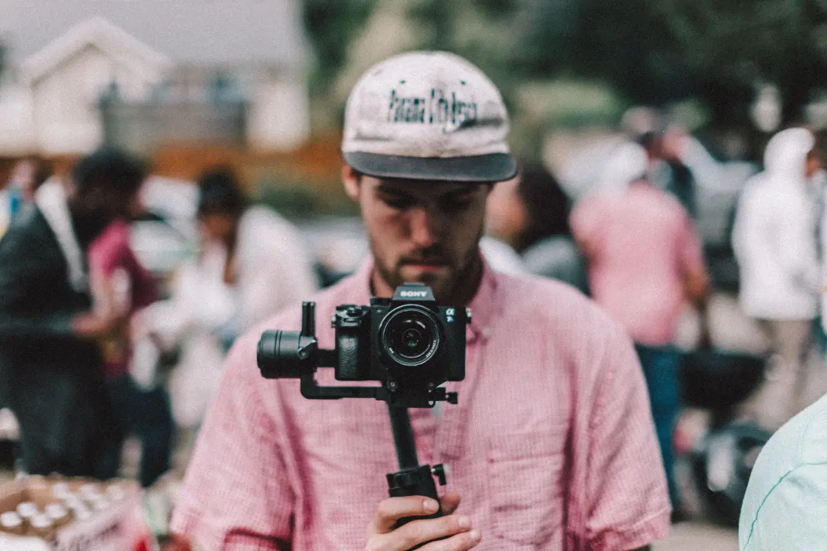 man, camera, fade