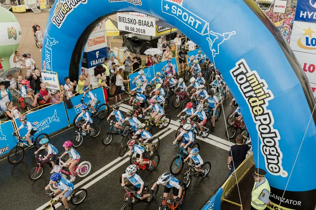 View on the start of the Kinder+Sport Mini Tour de Pologne in Bielsko Biała