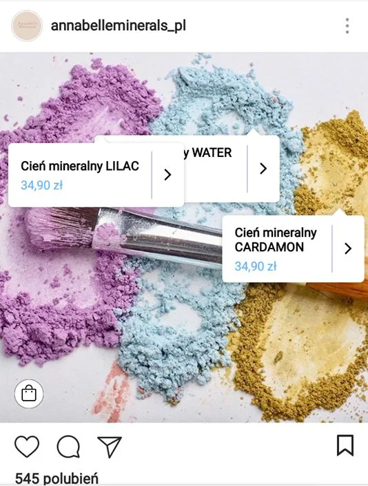 Instagram post of Annabelle Minerals cosmetics with Product Tags]
