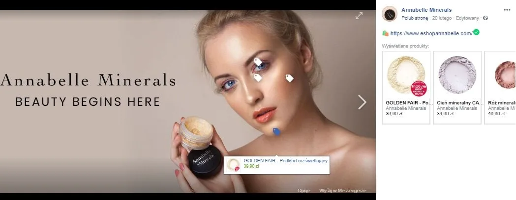 Facebook cover photo of Annabelle Minerals with Product Tags
