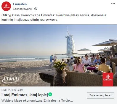 Emirates targeted a Facebook ad for Poles