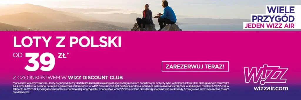 Wizz Air digital advertisement promoting special offers of flights for Poles