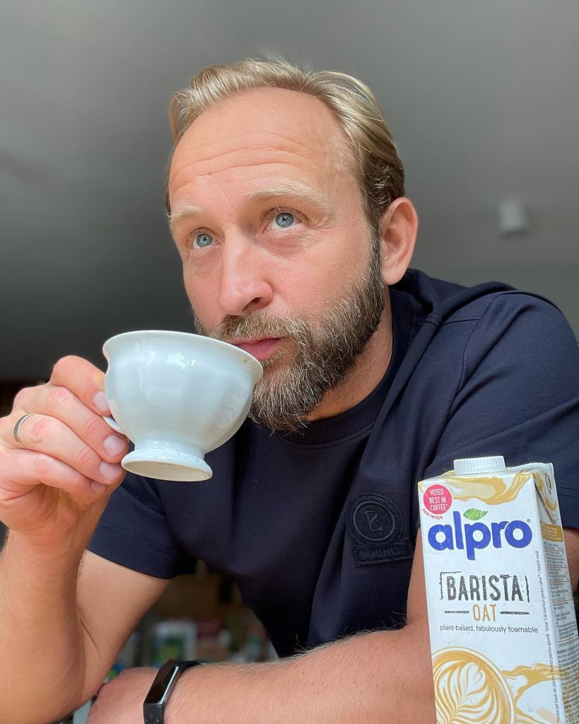 Boris Szyc's post promoting Alpro brand drink