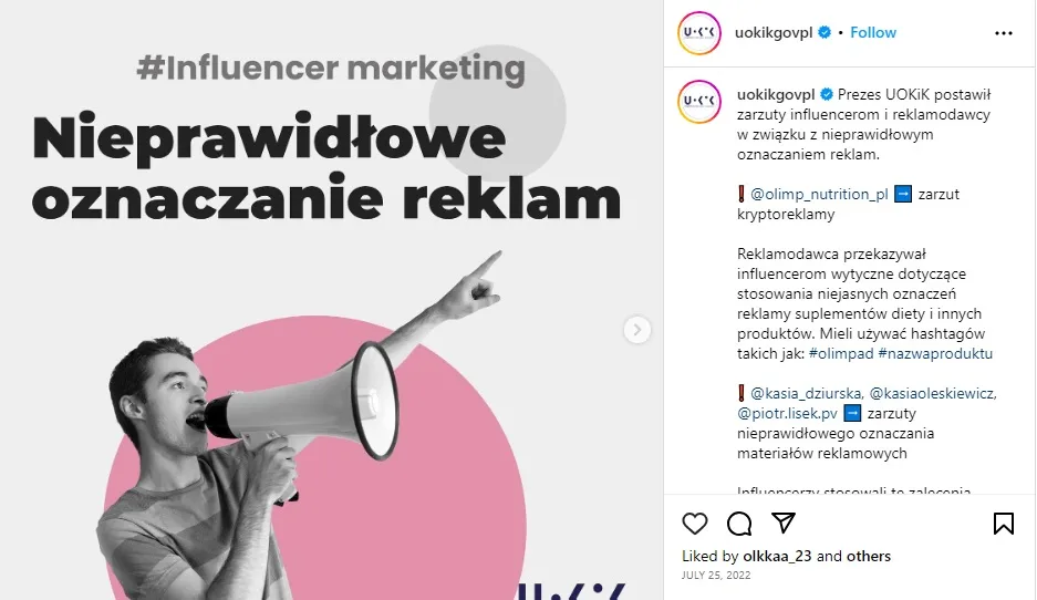 OCCP post criticising Olim Nutrition brand 4