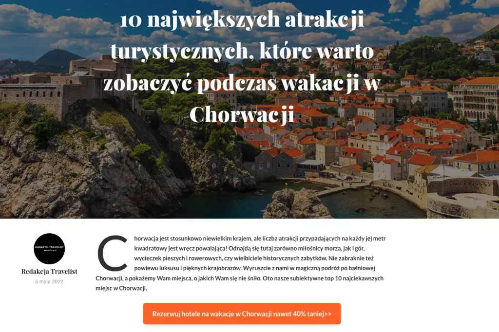 An example of a native article in travel media