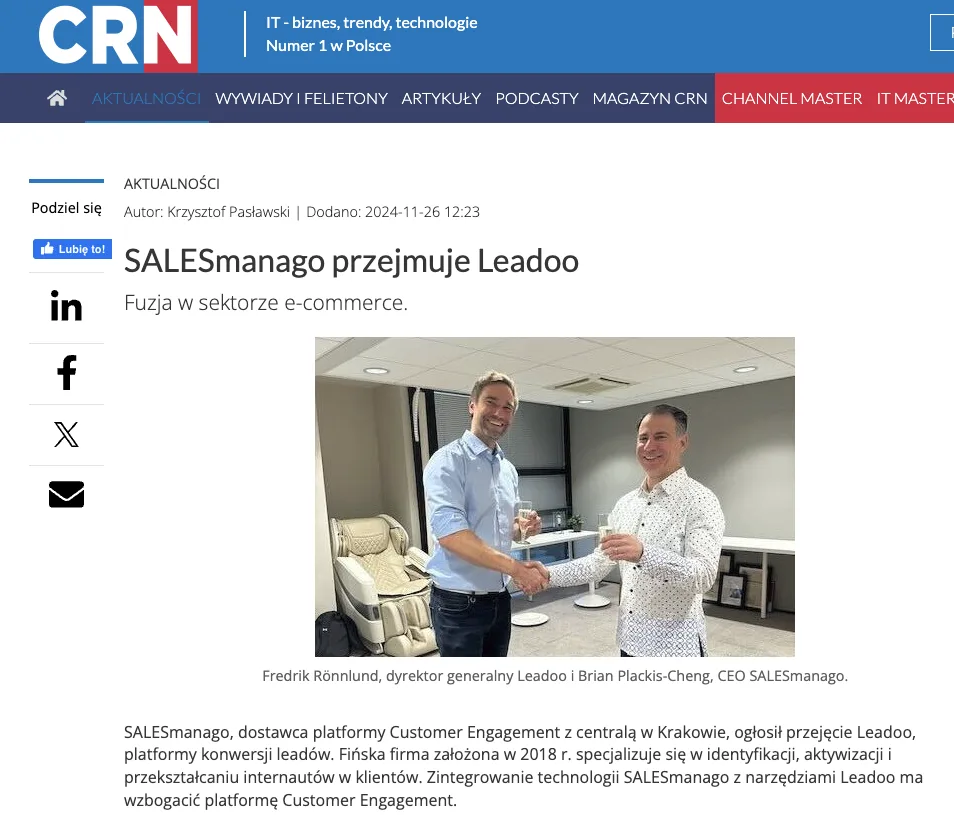  press release of SALESmanago Polish media 