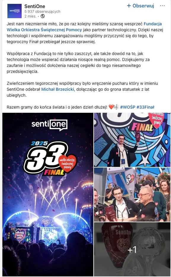 SentiOne’s post on Polish LinkedIn
