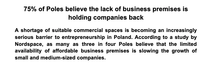 Poles believe lack of business premises is slowing company growth