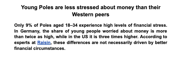 Financial stress statistics among young Poles compared with Germany and the US