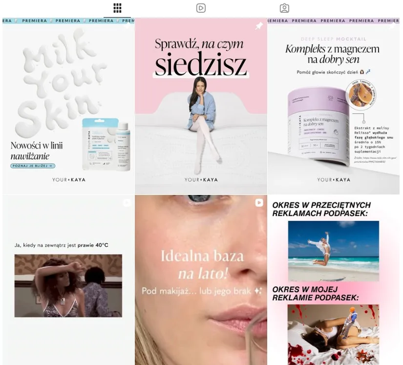 YOUR KAYA Instagram content featuring skincare, wellness and lifestyle campaigns