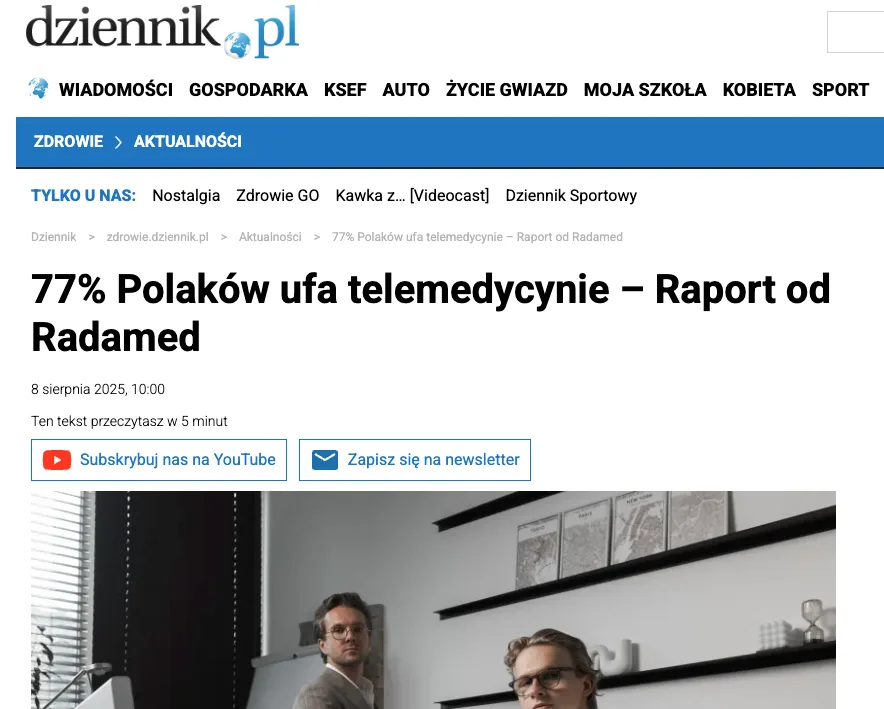 Dziennik.pl article about 77% of Poles trusting telemedicine according to Radamed report